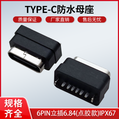 防水TYPE-C 6PIN直立式插板